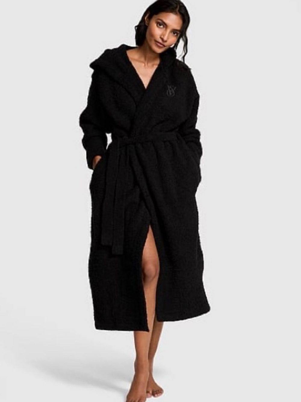 NWT Victoria’s Secret Hooded Black Long Robe